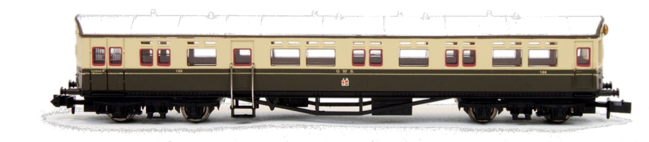 2P-004-005 Autocoach 192 in GWR chocolate and cream (image for) 2P-004-005 Autocoach 192 in GWR chocolate and cream