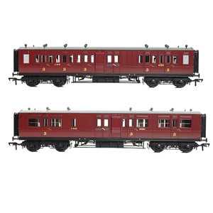 (image for) 39-883 LNWR 50ft Arc Roof Brake Third Corridor LMS Crimson Lake