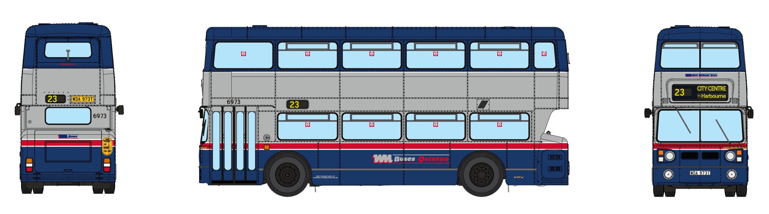 (image for) 901030 Fleetline #6973 – WM Blue/Silver – 23 CITY CENTRE