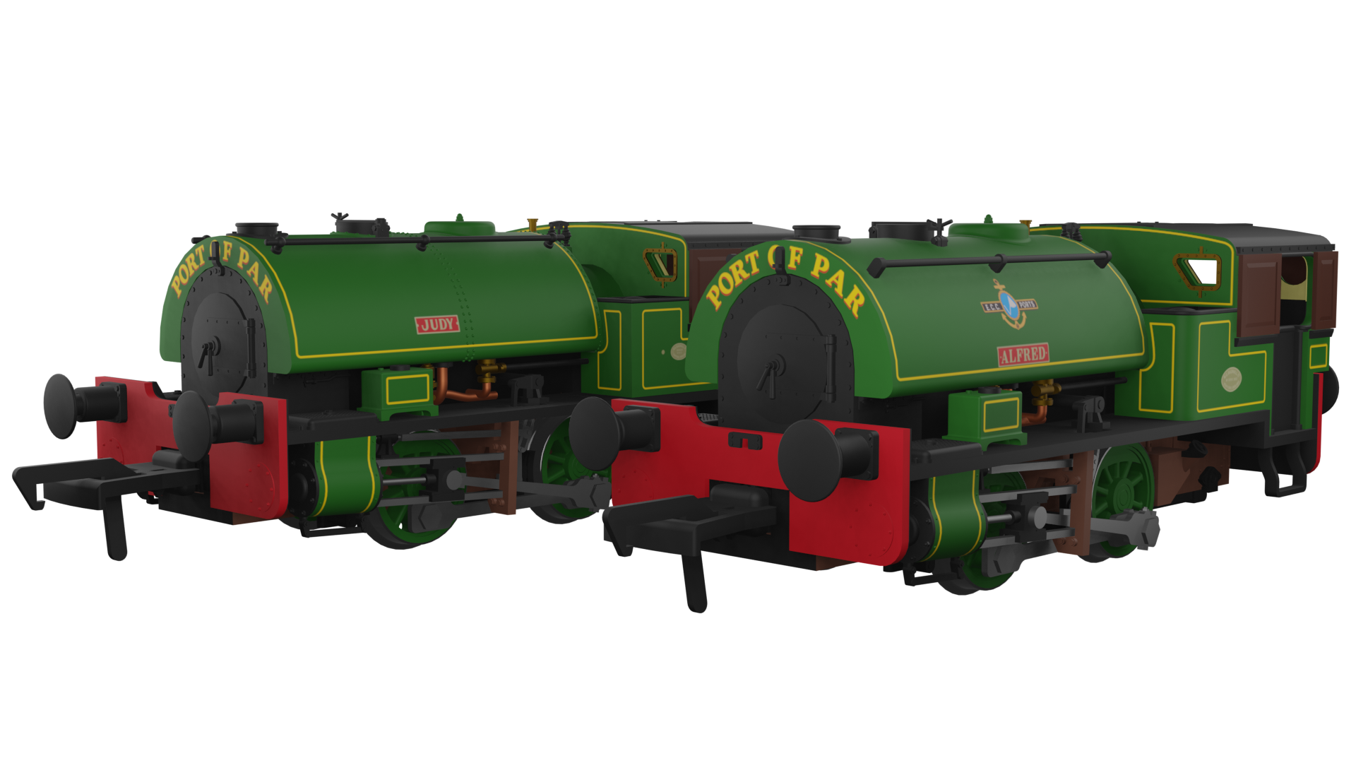 968002 Port of Par Bagnall Twin Pack Lined Light Green Preserved (image for) 968002 Port of Par Bagnall Twin Pack Lined Light Green Preserved