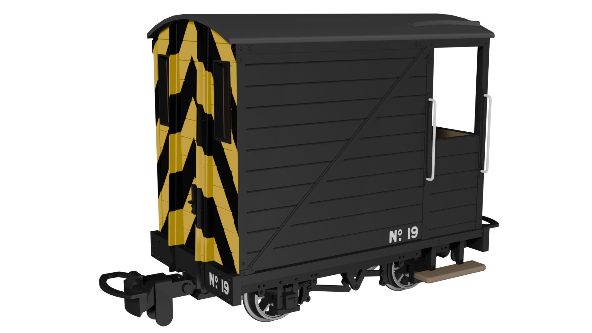 (image for) 990806 Single Veranda Brake Van – Black with Wasp Stripes No.19