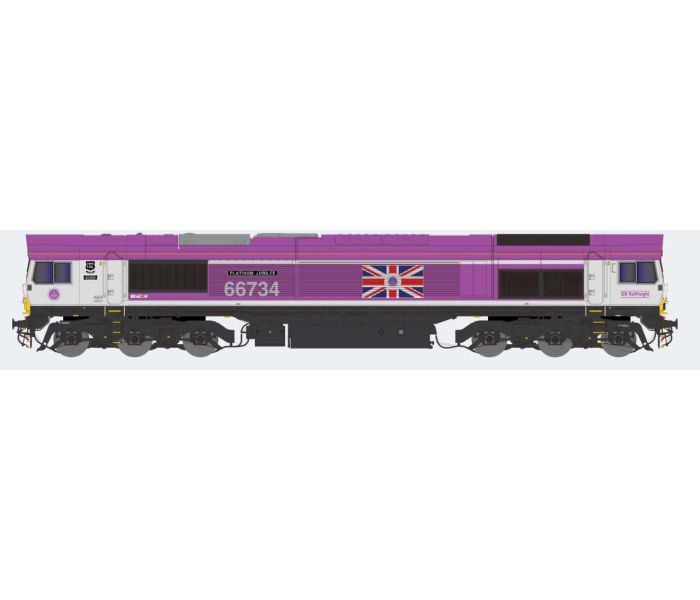 (image for) 2D-066-006 Class 66 734 'Platinum Jubilee' GBRf Pink