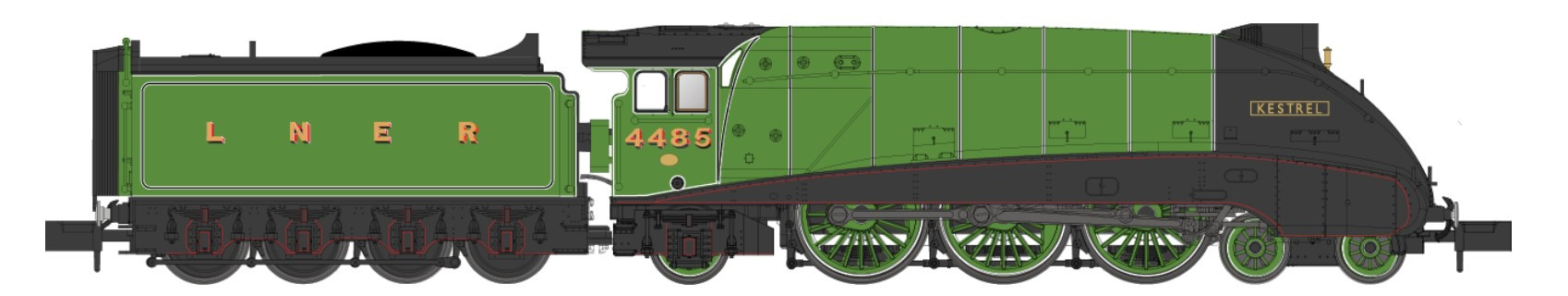 (image for) 2S-008-019 A4 4485 'Kestrel' LNER Green