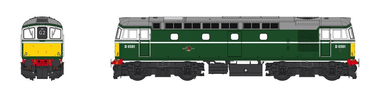 (image for) 3376 CLASS 33/2 D6591 BR GREEN SMALL YELLOW PANELS