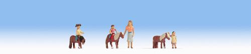 15635 PONIES WITH RIDERS (3) AND GROOM FIGURE SET (image for) 15635 PONIES WITH RIDERS (3) AND GROOM FIGURE SET