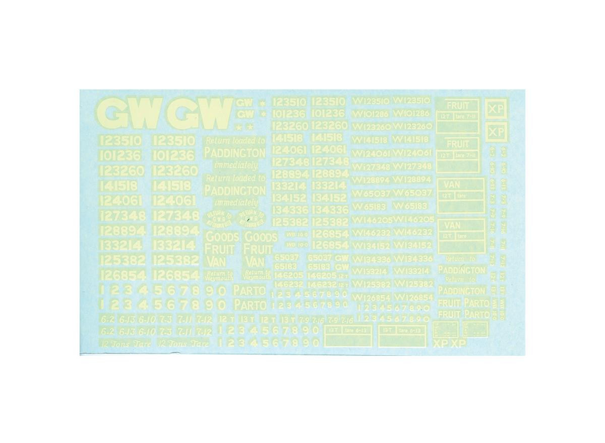 (image for) PS72 GWR/BR WAGON WATERSLIDE TRANSFERS