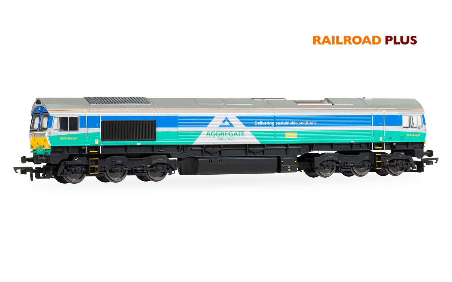 R30428 RailRoad Plus: Class 66 - Aggregates Industries - 66711 (image for) R30428 RailRoad Plus: Class 66 - Aggregates Industries - 66711